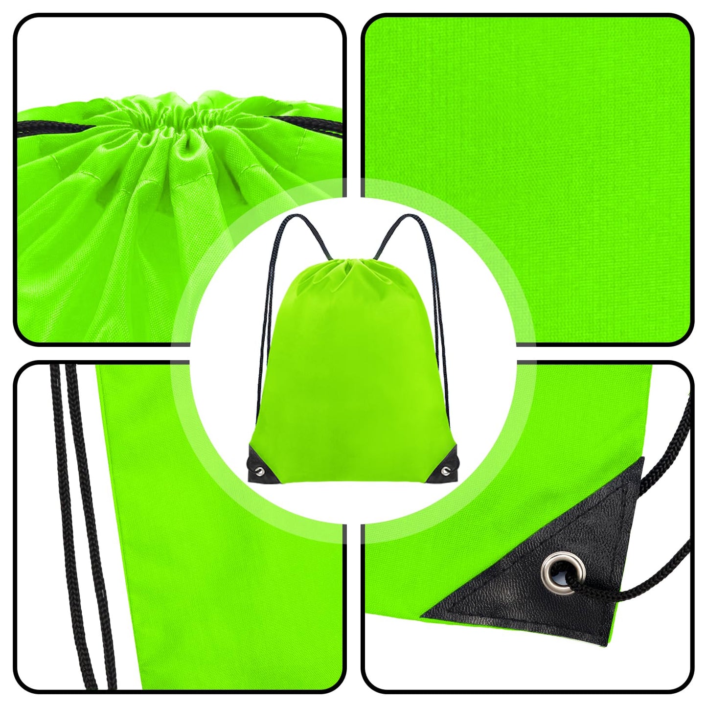 Grneric Drawstring Bags 28 PCS Drawstring Backpack Bulk String Backpack Cinch Bag Sackpack for Men Women Gym (Light Green)