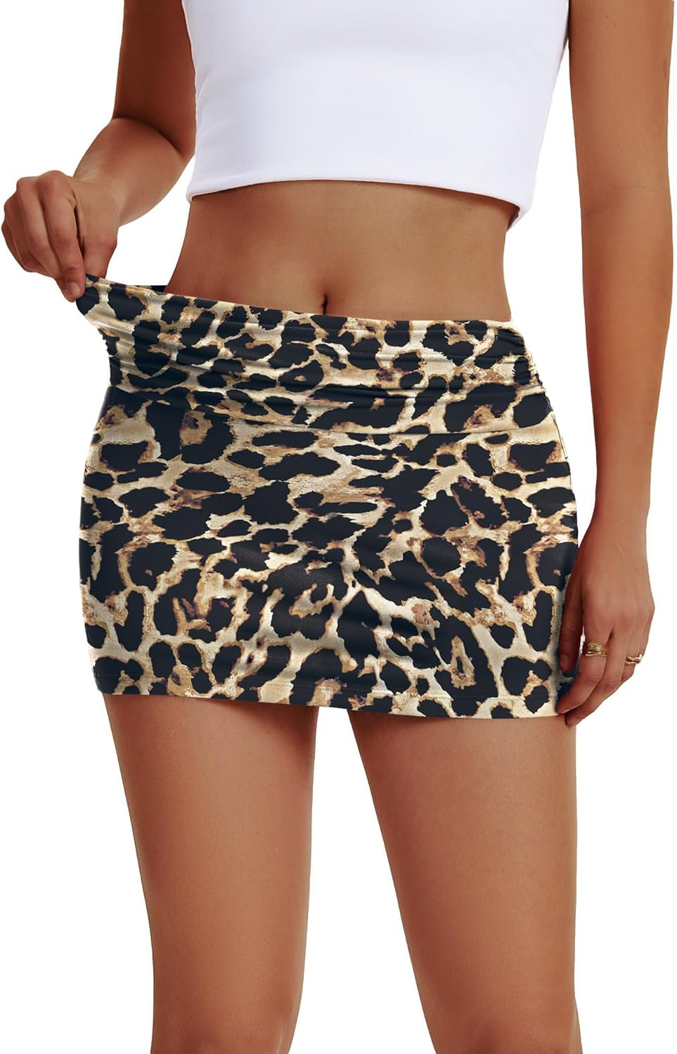Rapbin Women's Mini Skorts - Y2K Black Bodycon Skirt with Side Slit & Shorts Underneath