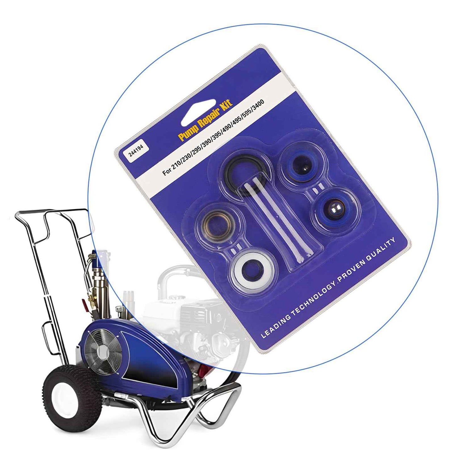 NWUCZW 244194 Pump Repair Packing Kit, for Graco Airless Paint 210 230 295 390 395 490 495 595 3400 Sprayers