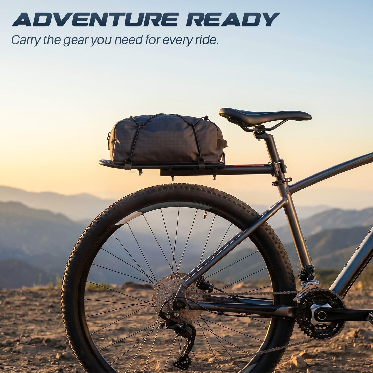 Flexzion Adjustable Bicycle Carrier Rack, 20lb Capacity, Black - Back Bike Cargo Rack, Universal Extendable Aluminum Rear Seat Post Bike Rack Caddy, Ideal for Luggage, Equipment, and Touring Gears
