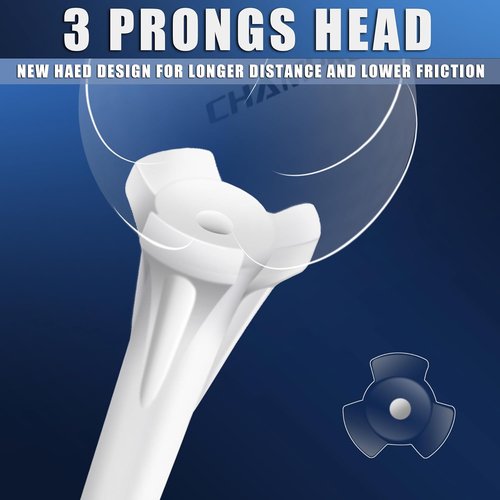CHAHMPKEY Premium 3-Prong Golf Tees - 40% Reduced Ball Contact for Stability | 3-1/4" | 100 Pack