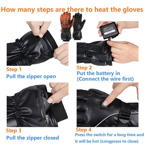 Heated Gloves, Heated Gloves for Men Women,Rechargeable Electric Gloves with 7.4V 5000mAh *2,Touch Screen Waterproof Non-Slip Heating Glove for Motorcycling Cycling Skiing Hunting Camping Outdoor Work