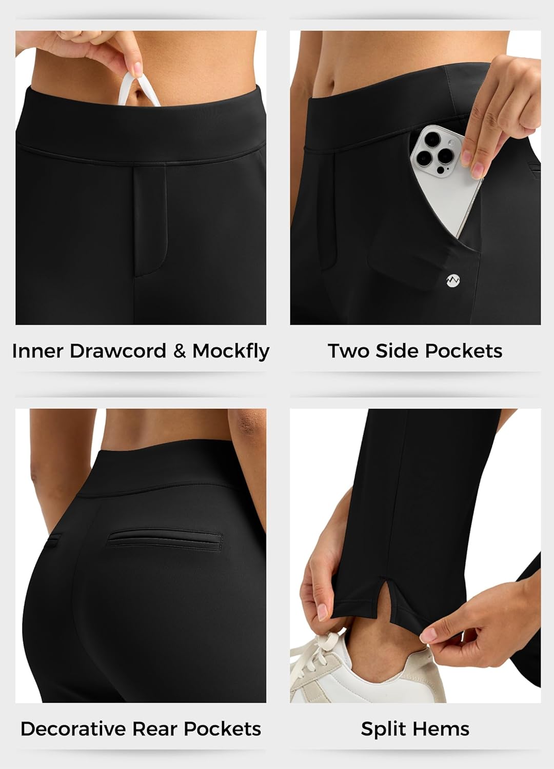 Willit Women's Golf Pants - Ankle Length Stretch Pants for Casual & Work | 2 Pockets, Petite Size