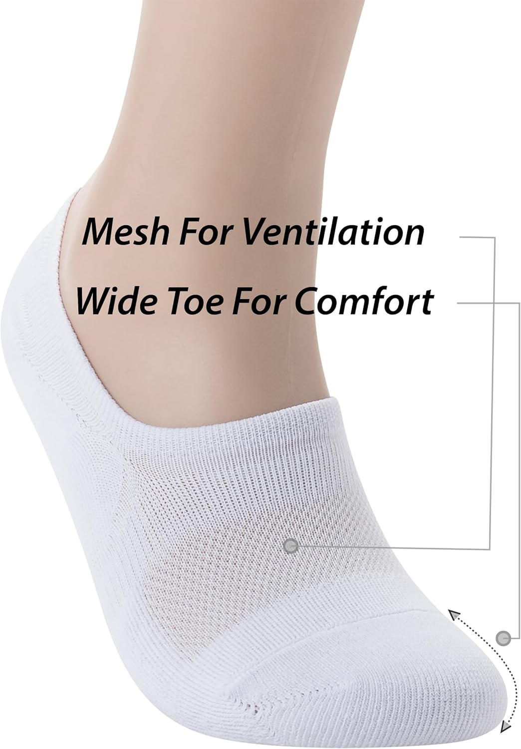 Pro Mountain No Show Socks - Wide Toe Box for Bunion Relief | Unisex Cotton Cushion Footies, S-XL
