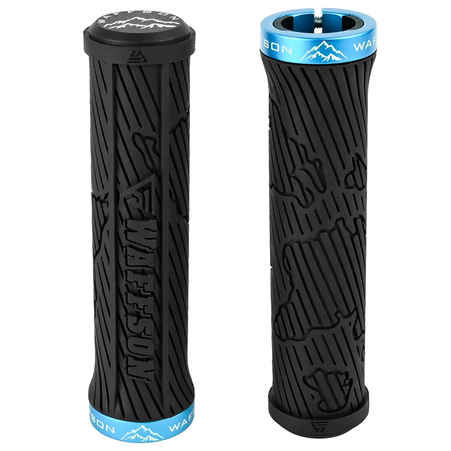 WFS 22mm World Map MTB Lock-on Grips–Single Clamp Ergonomic Anti-Slip Mountain Bike Handlebar Grips – Comfort Vibration Dampening for Trail, Enduro, Downhill–Black