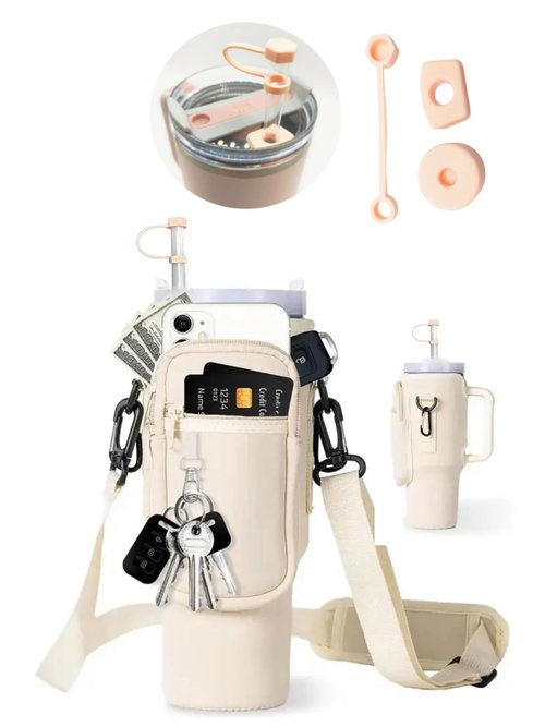 Carrier Bag for Stanley 40 OZ with Leak Proof Accesories (Creamy White)