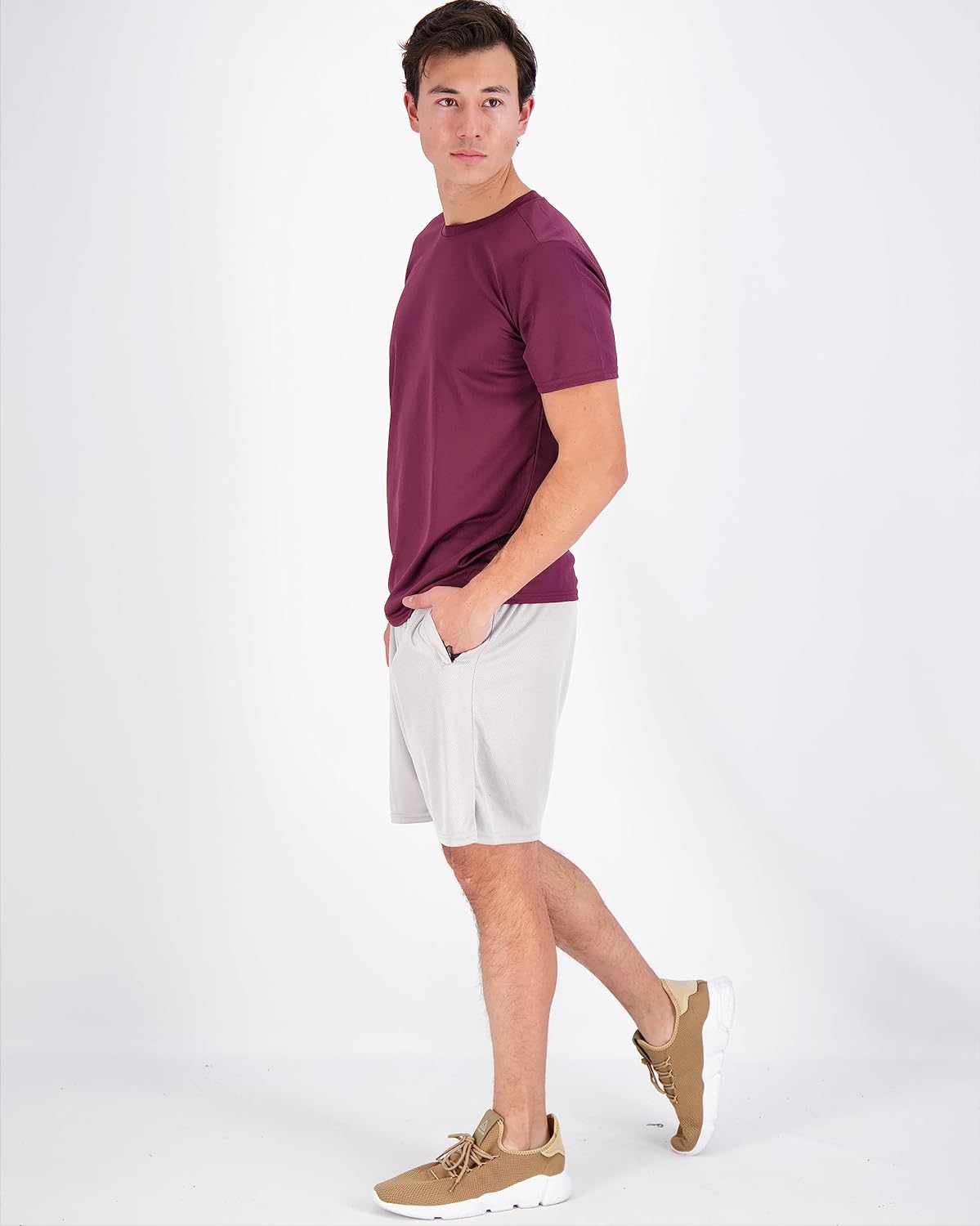 Real Essentials Men’s Mesh Short Sleeve Crew Neck T-Shirt - 5 Pack Athletic Tees for Big & Tall