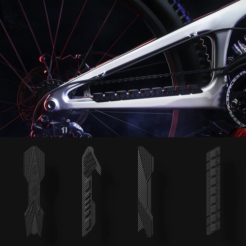 ENLEE Mountain Bike Chainstay Protector, MTB Silicone Chain Stay Frame Guard, Road Bicycle Chain Pad - Protect Your Bike Frame from Scratch by Chain (Black 4)