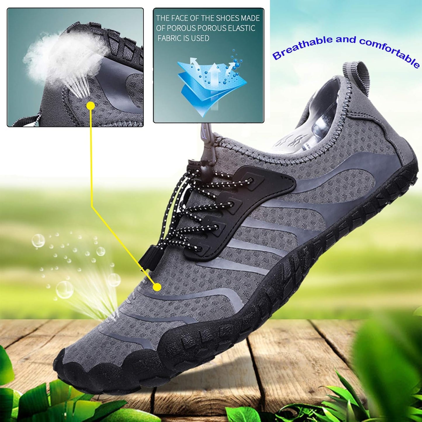 Skiennix Water Shoes - Quick Dry Barefoot Aqua Shoes for Men & Women | Ideal for Beach, Pool & Hiking