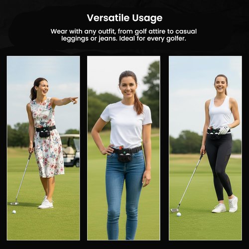 Lady Caddy Golf Valuables Pouch Bag - Golf Balls Bag for tees, Balls, Ball Marker, Divot Repair Tool, Keys, Cards & Cash - Golf Caddy Belt Pouch for Women & Men- Golf Accessories Gift for Golfers