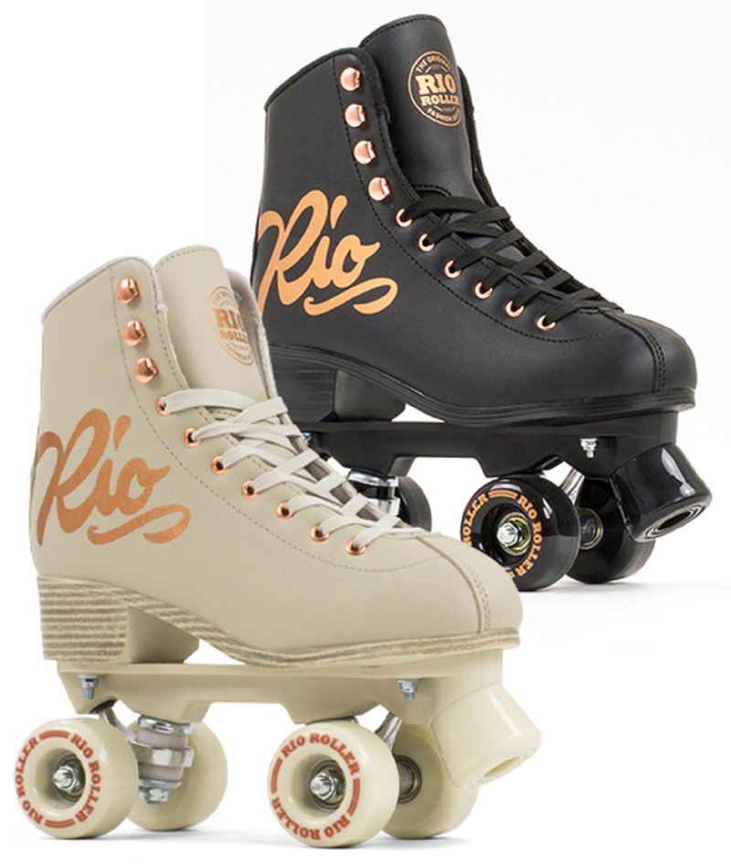 Rio Roller Rose Roller Skates - Unisex Indoor/Outdoor Quad Roller Skates - UK 6 (U.S. Ladies 8) - Cream/Rose Gold