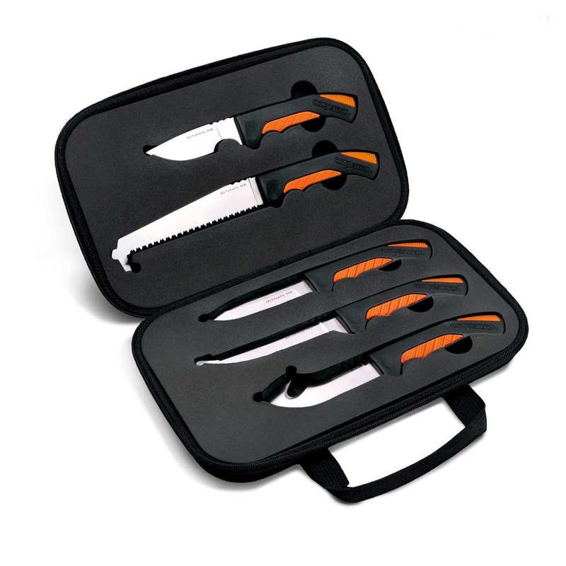 Cold Steel 5 Fixed Blade Knives Versatile Durable Hunting Kit - Sturdy 4116 SS Blades, Double-Textures Handles, Carrying Case Included