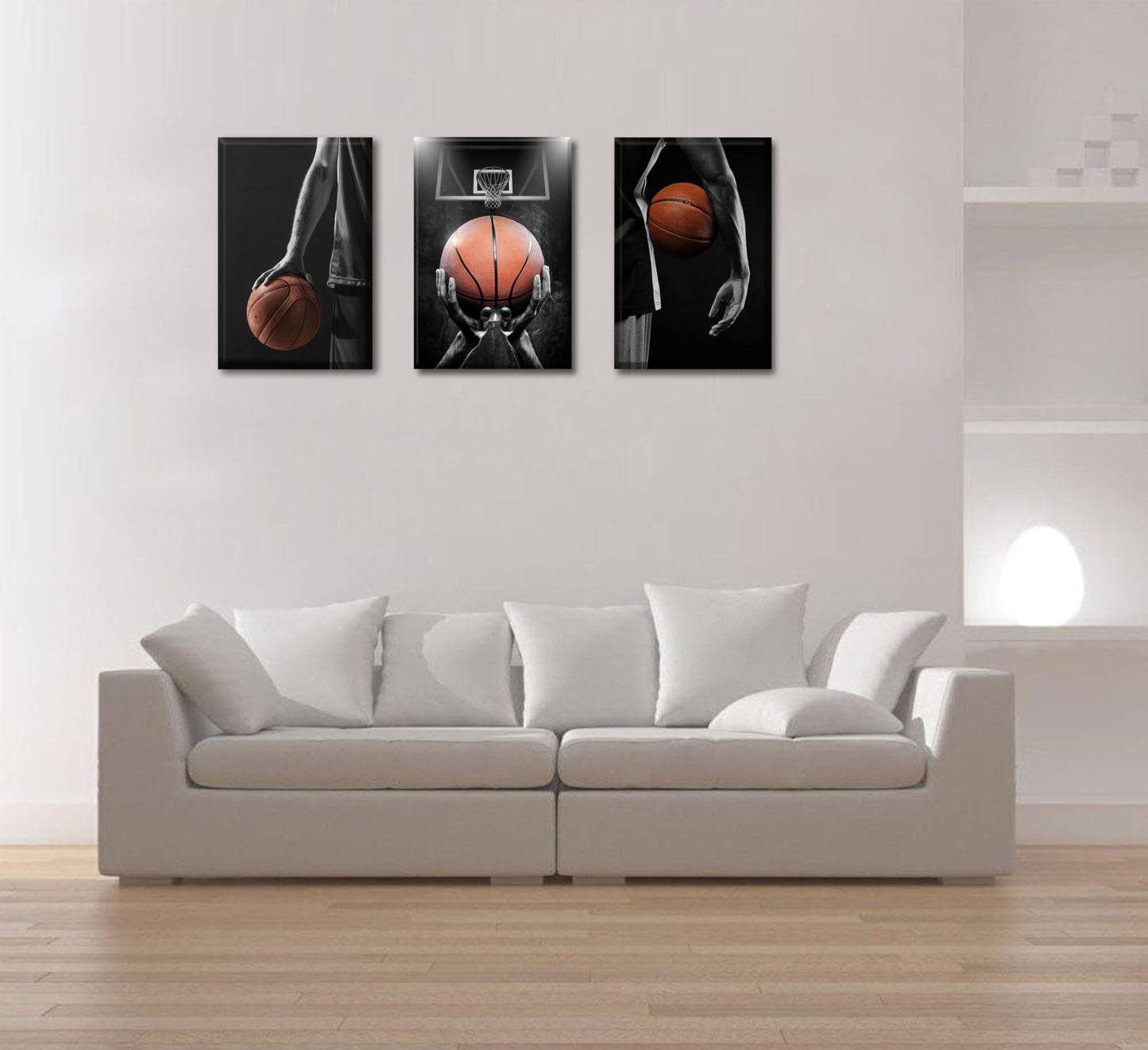 Basketball Posters Canvas Wall Art Set of 3 - Black and White Sports Decor for Mens Teen Boys Room Bedroom Dormitory Office Wall Decor (12x16 Inches) Wrapped Canvas
