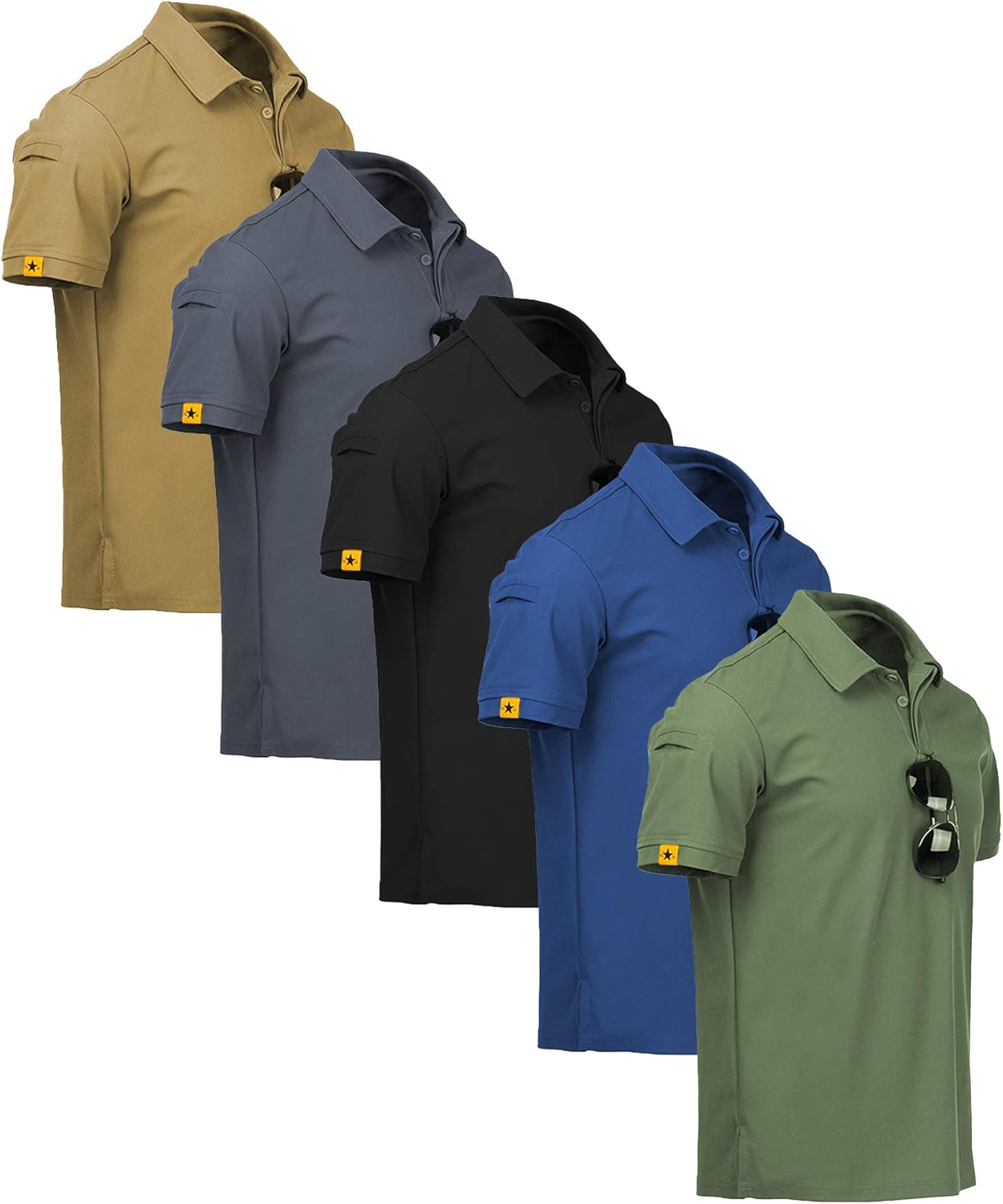 ZITY Men's Polo Shirts - 5 Pack Short Sleeve Moisture-Wicking Golf & Tennis Tees | Summer Style