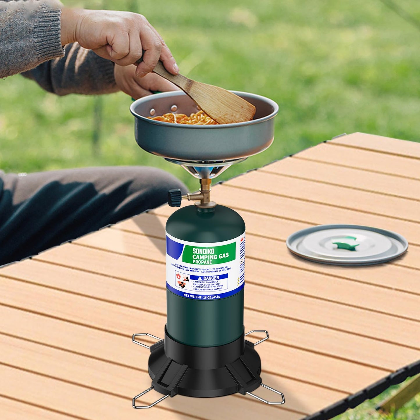Sondiko Gas Cylinder Stand Base, Standard Fuel Gas Bottle Stabilizer, Small Propane Tank Stand, Accessory for Portable Welding Torch Burner Stove(Propane Tank Not Included)