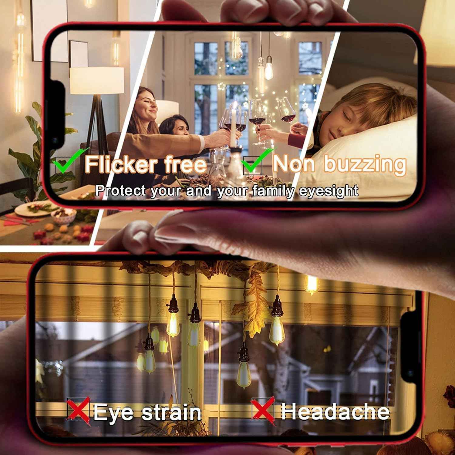 NOVELUX 7.3 Inch 3000K Warm White Edison Bulbs Equal 80 Watt, 800LM E26 Led Bulb 6W Dimmable, T10 T9 Long Tubular Clear Glass Light Bulbfor Vanity Pendant Chandeliers Wall Sconces - UL Cert 2Pack