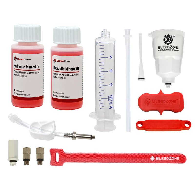 BleedZone Brake Bleed Kit with Mineral Oil Compatible with Shimano & Compatible with Tektro Hydraulic Brakes – Bicycle Hydraulic Brake Bleed Kit – Hydraulic Bike Brakes, MTB, Road Bikes and More