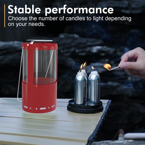 Candle Lantern, Decorative 3-Wick Emergency Candlestick Holder for Pillar Candles, Portable Red Warmer Lantern, Camping Gear for Campers Use, Hanging Handheld, NO Candles Included