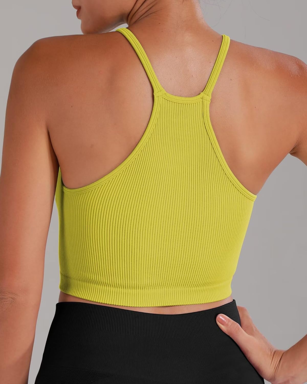 Sunzel Ribbed Crop Tank Top - Seamless Racerback, Slim Fit Stretchy Gym Camisole for Women