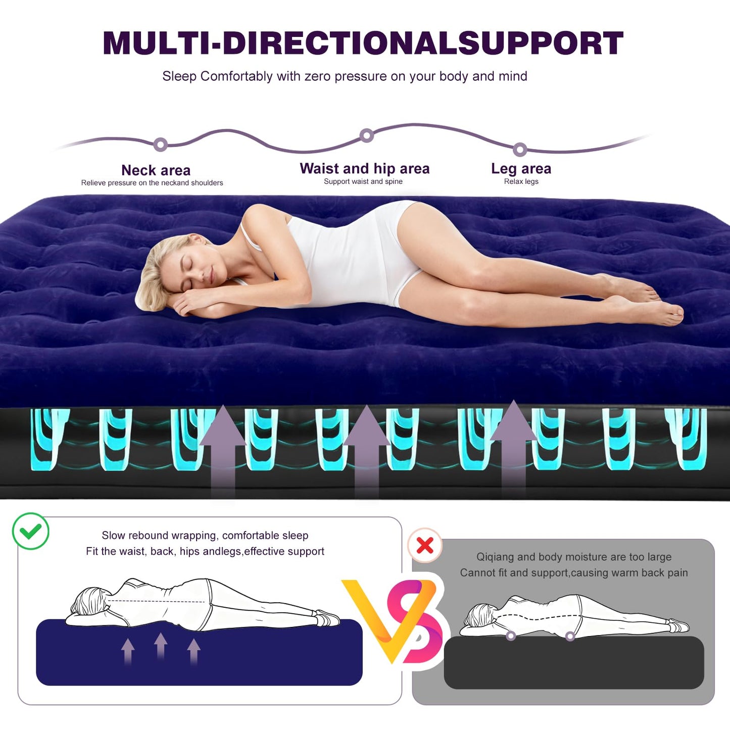 Onirii King Size Camping Air Mattress Bed with Air Pump