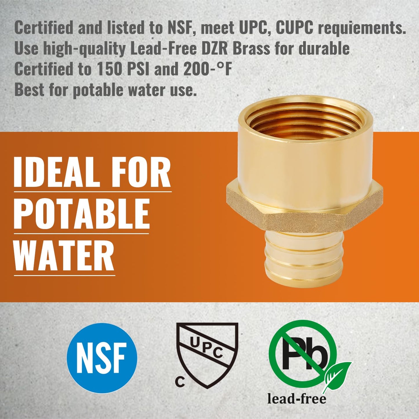 SUNGATOR 2-Pack 1" PEX to 1" Female NPT Brass Fittings, UPC Certified
