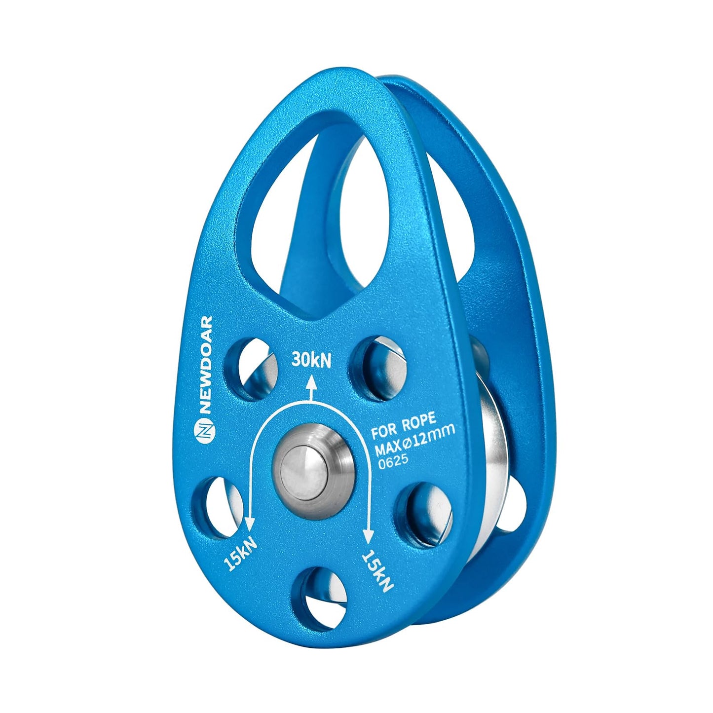 NewDoar Micro Mobile Pulley 30KN/6746lb Mobile Single Pulley Cheek Shaped for Max Rope 12mm Rope for Climbing, Rescue Lifting,Hitch Tending (Grey-Pack of 2)