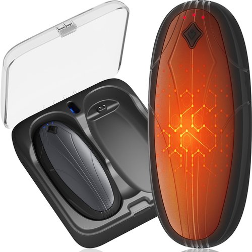 Hand Warmers Rechargeable, 2 Pack Portable Electric Handwarmers with 10000mah Charging Case AI Chip Up to 50-Hour Reusable Hand Warmers, Gifts for Christmas, Camping（Black Grey）