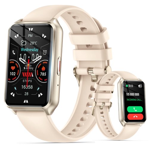 Health Fitness Tracker Watch for Women Men, IP68 Waterproof Activity Tracker with Calorie and Sleep Monitor, 110+ Sports Modes Pedometer Smart Watch，Step Counter Compatible with iPhone Android (Gold)