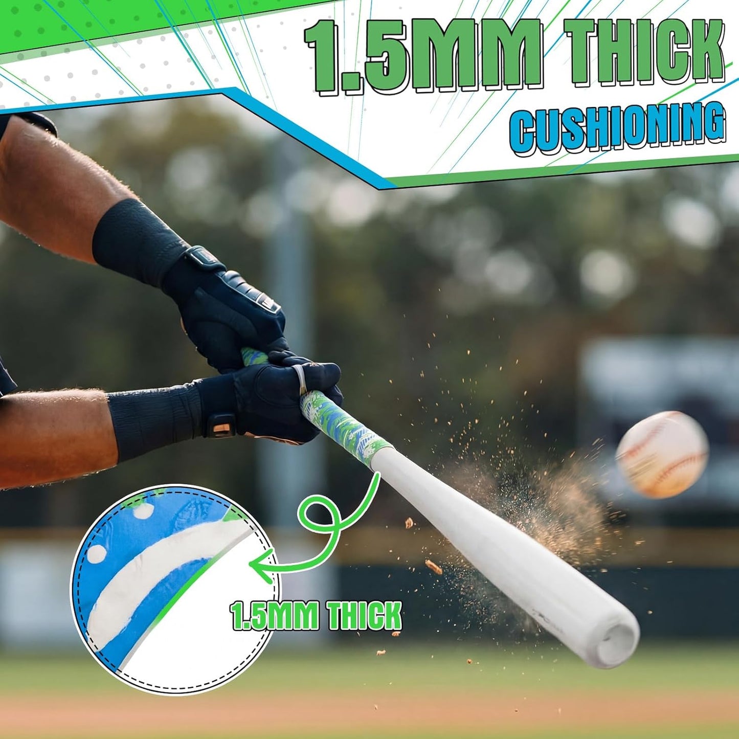 Skiennix 43 Inch Bat Grip Tape - Cushioned Non-Slip Texture | All-Weather Baseball & Softball Wrap