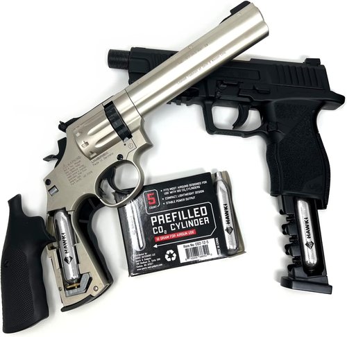 Hawki 12 Gram CO2 Cartridges - Ideal for Air Guns, BB Guns, Airsoft Pistols & Paintball Gear