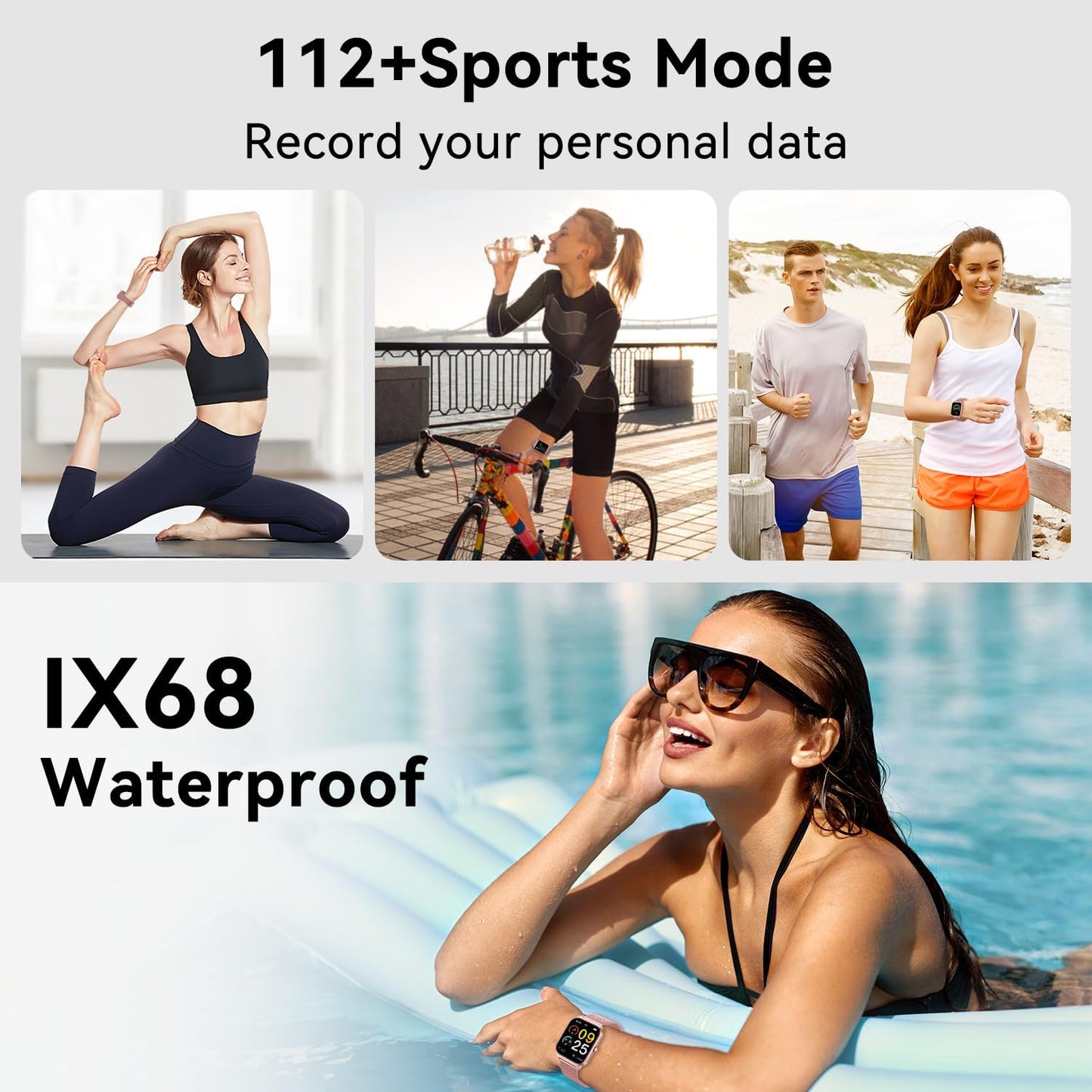 Skiennix Smart Watch | Women's Fitness Tracker - Rose Gold, Bluetooth, Waterproof, Heart Rate Monitor