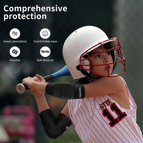 YEEKORO Kids/Youth Knee Pads Elbow Pads Compression Support Sleeve with Thickened Pads Knee Elbow Protective Gear Sports Knee Elbow Protector for Basketball Wrestling Football Volleyball Snowboarding