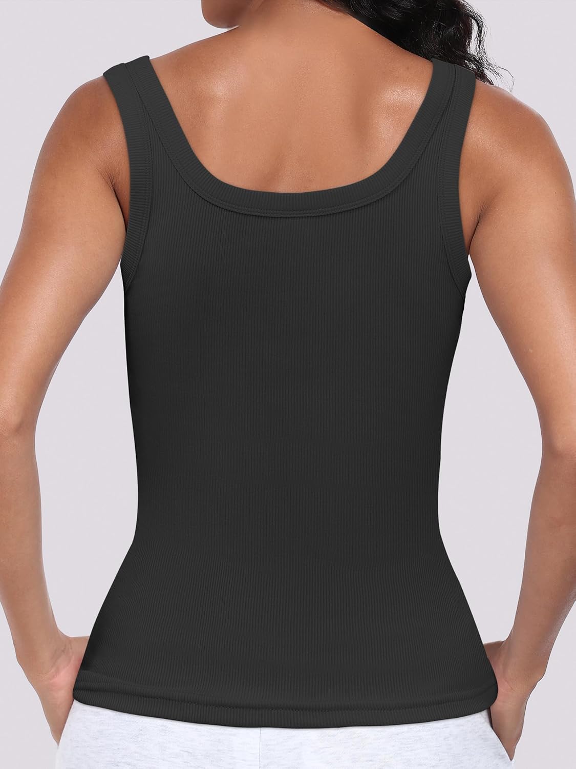 ANRABESS Women's Sleeveless Scoop Neck Tank Top - Ribbed Fitted Summer Essential | Cute Slim Fit
