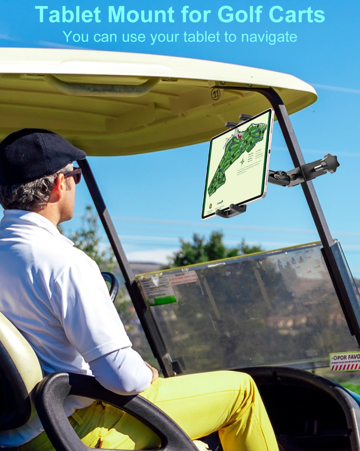 Kolasels Golf Cart Tablet & Phone Holder, [Metal Material] Golf Cart iPad Mount for EZGO, Club Car, Yamaha, Golf Tablet Mount for iPad Pro, Air, Mini, Galaxy Tabs, Z Fold, iPhone, All 4-12.9'' Device