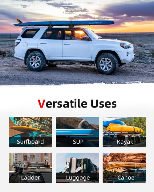 Abahub Soft Roof Rack Pads - Heavy Duty Universal Car Roof Racks with 2 Tie Down Straps & Storage Bag for Surfboards, Kayaks, Canoes