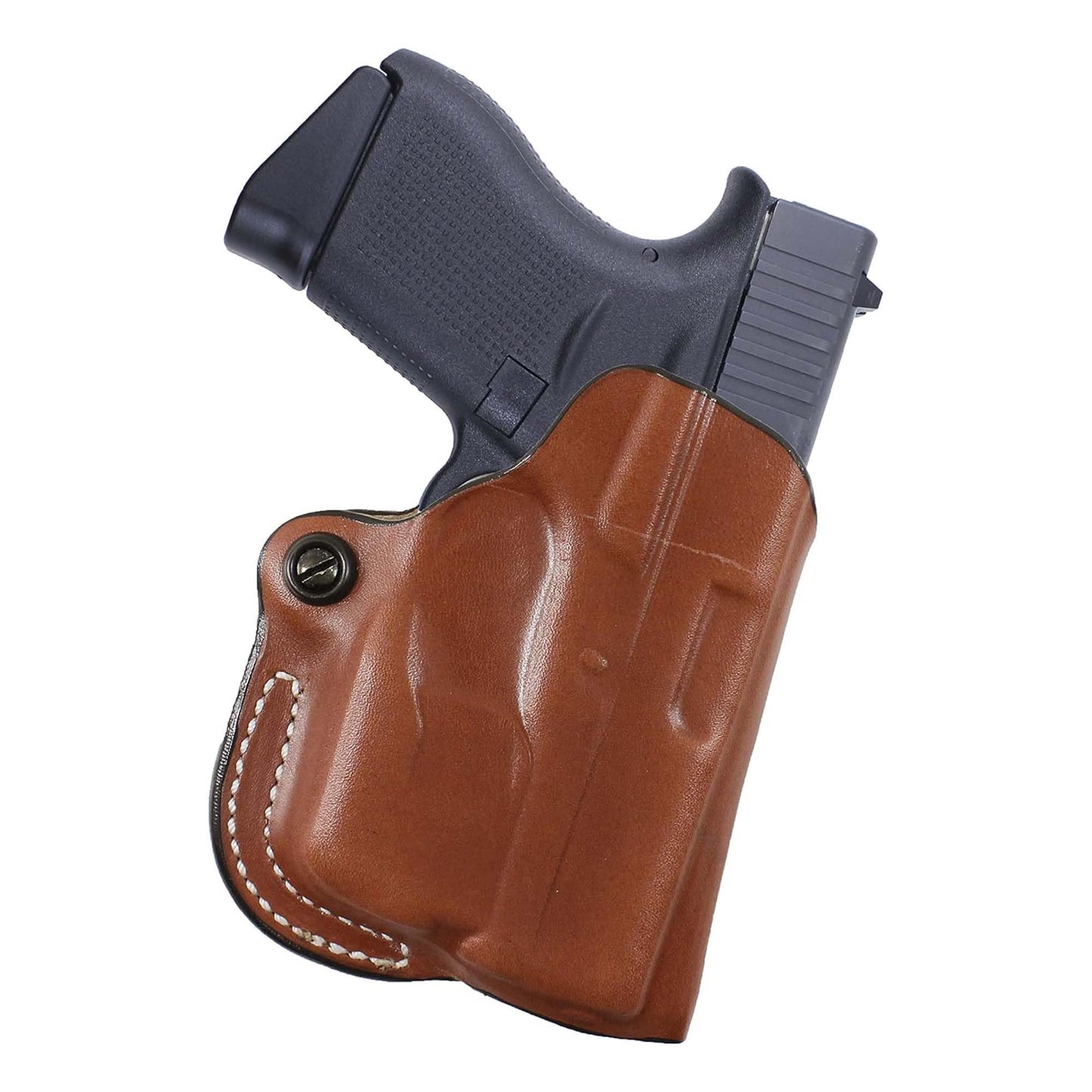 DeSantis Mini Scabbard OWB Gun Holster - Leather Adjustable Belt Holster for Pistols, Secure Grip, Fits the Glock 43 w/Streamlight TLR-6, Glock 43X w/Streamlight TLR-6 - Right Hand Draw, Tan
