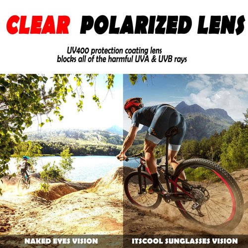 ITSCOOL Polarized Sports Sunglasses with 5 Interchangeable Lenses for Men Women Softball Baseball Running Cycling Glasses White Orange