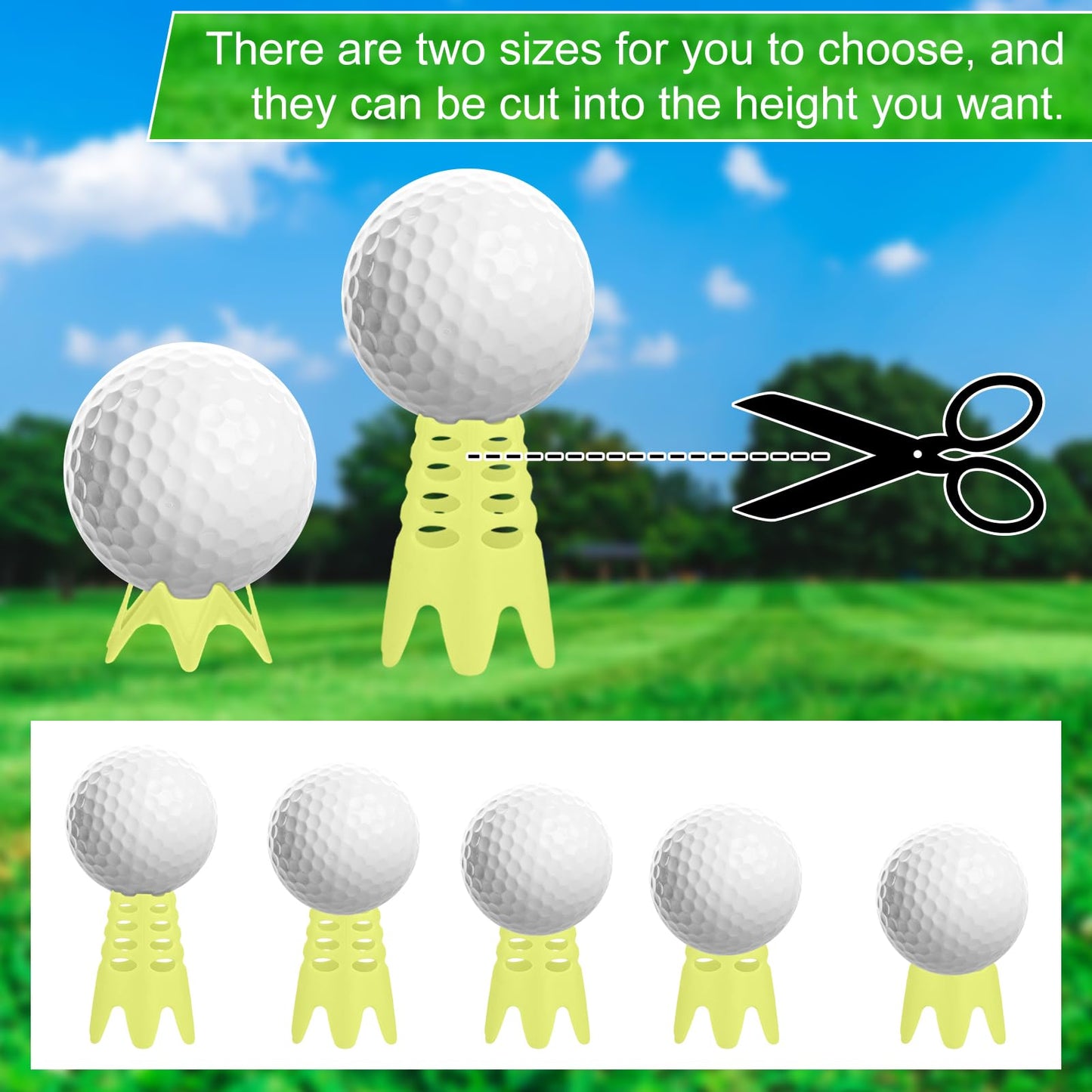 XIHIRCD 30pcs Plastic Golf Tees, 15 Tall & 15 Short Golf Simulator Tees Golf Mat Tees Indoor & Outdoor Practice Golf Tees for Sportsman Golf Lovers Beginners (Blue, White, Yellow)