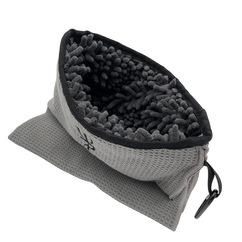 True Par Disc Golf Disc Golf Towel & Cleaning Tool Combo | Microfiber & Terry Cloth Disc Golf Accessory | Grey