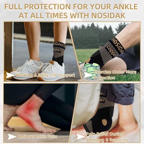 Copper Ankle Brace - Compression Sleeve with Arch Support for Plantar Fasciitis Relief | Unisex Design