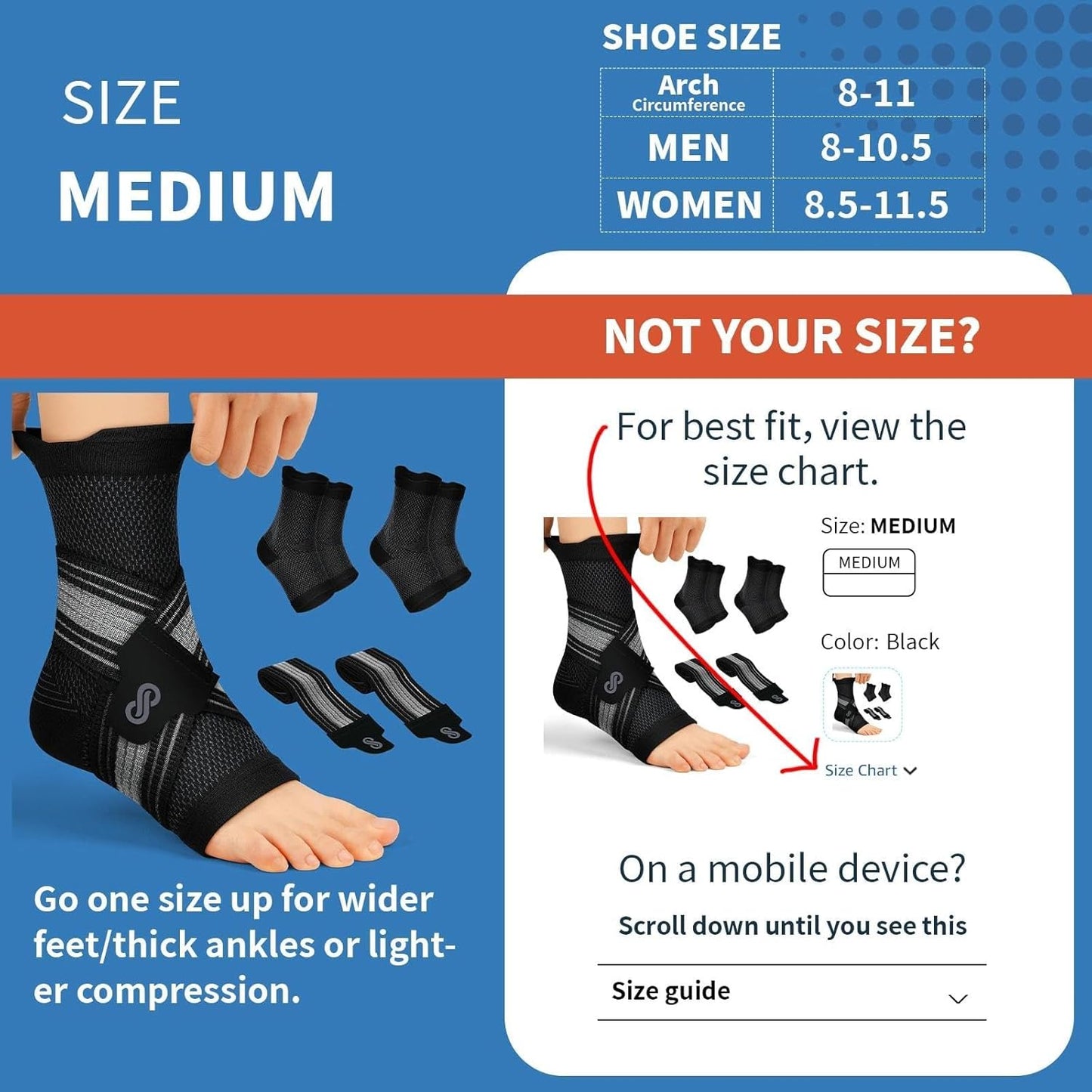 PAPLUS Ankle Brace for Men & Women | Adjustable Support for Plantar Fasciitis Relief - Black, 2 Pairs