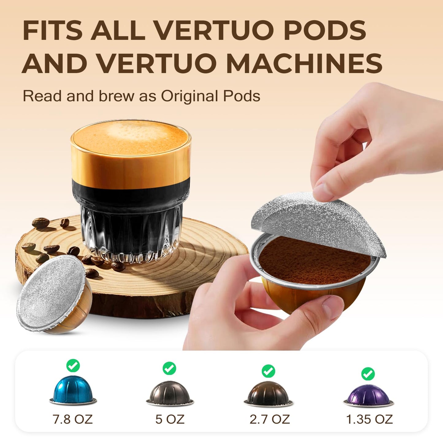 AANQQ Aluminum Foil Seals for Vertuo Reusable Pods: 100 PCS Cover Foil Lids for Refill Espresso Coffee Pods - Fit with Nespresso Vertuoline VertuoPlus Refillable Capsule(V2 Stickers Only)