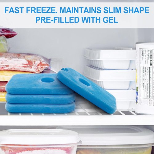 LotFancy Ice Packs - Reusable Freezer Packs for Coolers & Lunch Boxes | Slim Blue, Long-Lasting & Refreezable