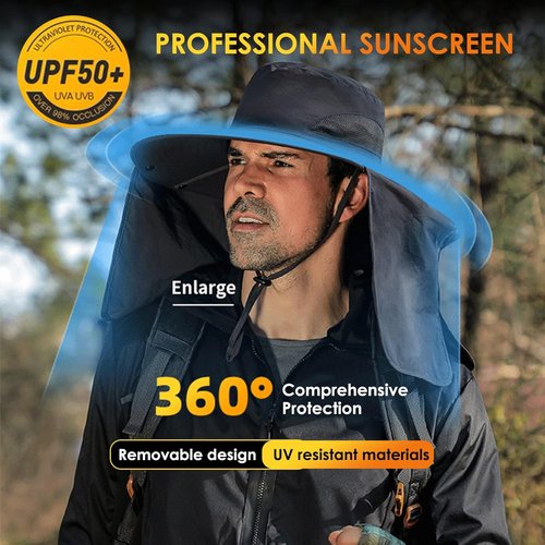 DOCVIT Fishing Hat - UV Waterproof Wide Brim Bucket Hat for Men & Women | UPF 50+ Sun Protection