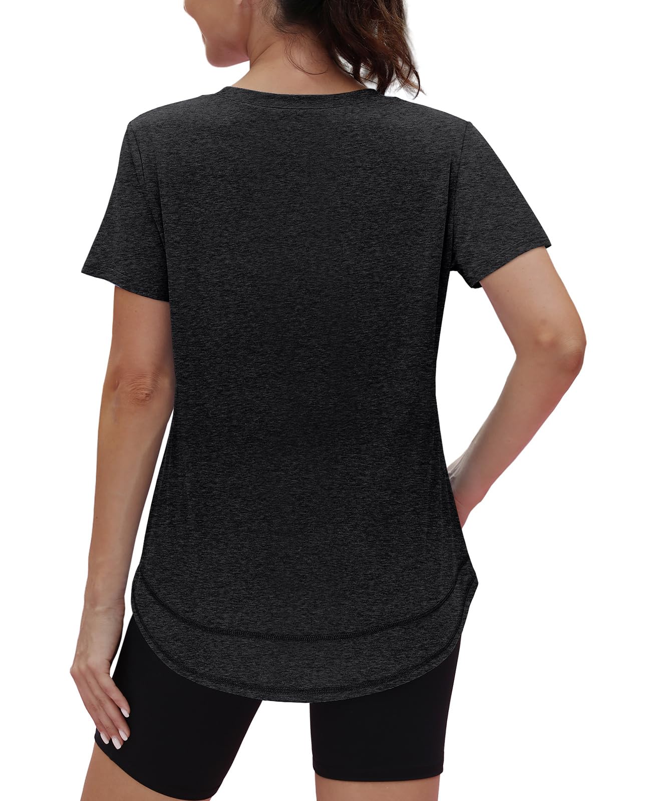 Short Sleeve Shirts for Women Workout Pilates Outfits Tennis Summer Tops 2026 Beach Vacation Clothes Black M
