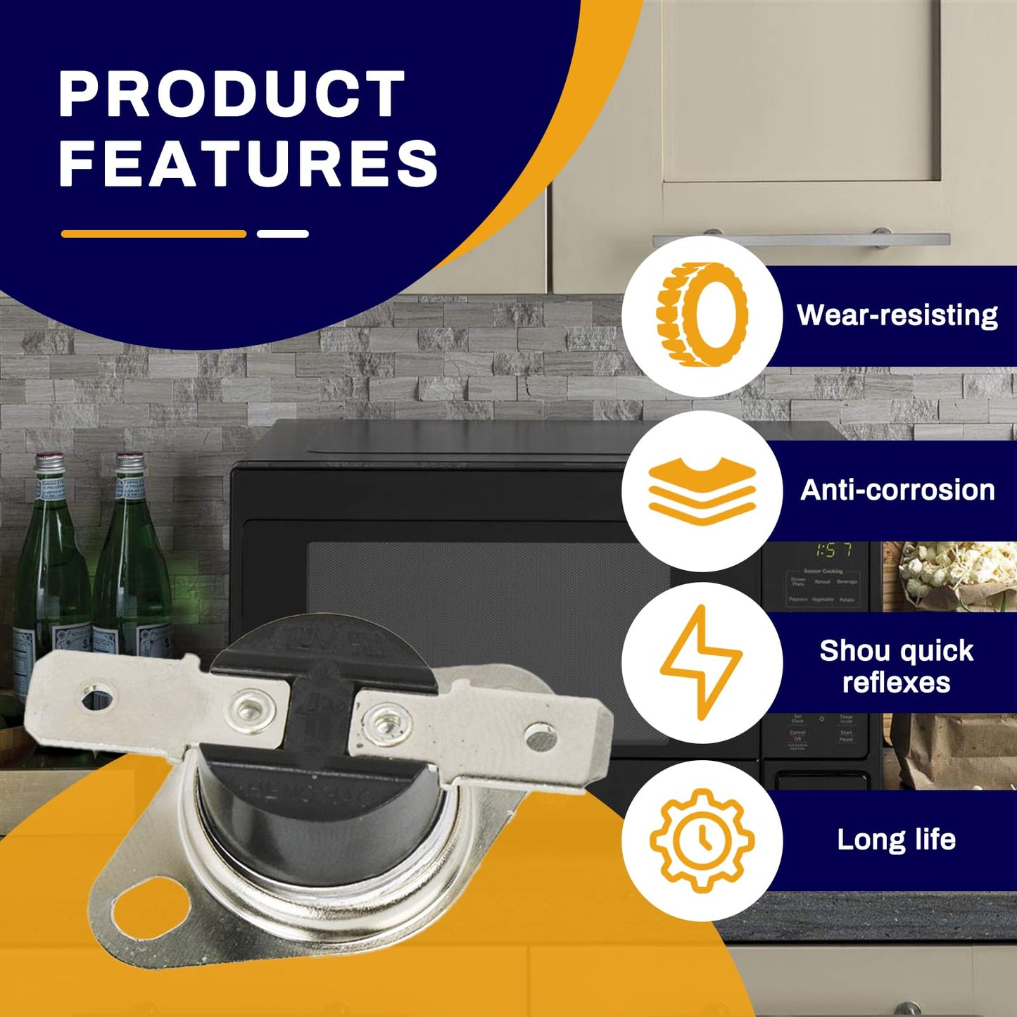 KSD201 110-0 - Microwave Oven Thermostat Fit for GE JES1657SMSS Temperature Control Switch
