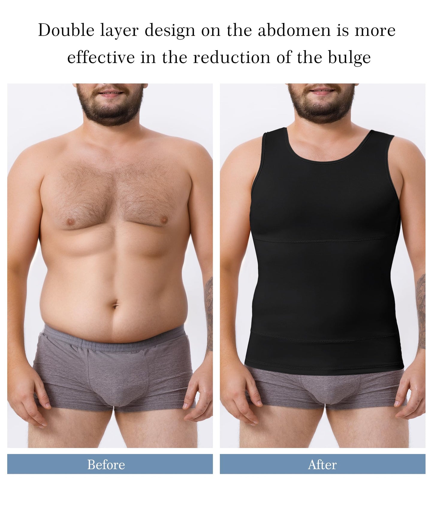 TAILONG Black Compression Shirt Men Shapewear Slimming Body Shaper Vest Sleeveless Tank Top Workout Undershirt