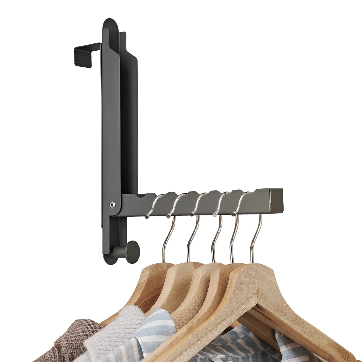 Over The Door Hooks Hanger Fit Door up to 1 3/8" Optimal 1pc,Space Saving Hanging Storage Hanger,Folding Over The Door Organizer Rack for Clothes, Towels for Bedroom Bathroom(Space Grey, 1 Pack)