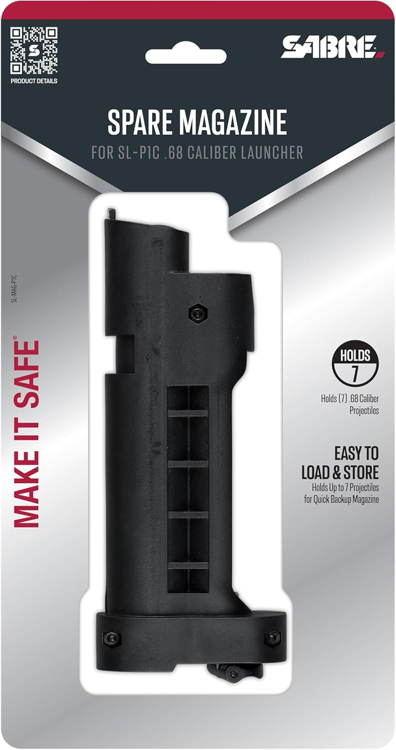 Sabre Home Defense Pepper Launcher - Large Size with 7 Projectiles | 40% More Stopping Power, Made in USA
