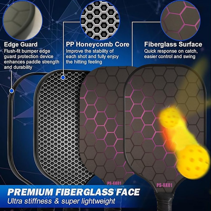 Belieflaw Professional-Grade Fiberglass Pickleball Paddles - USAPA Certified | Lightweight & Durable Design | Ideal for Beginners & Home Use
